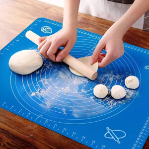 Close-up of the silicone dough maker mat showing non-stick surface and measurement circles