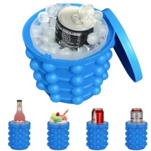 Silicone ice cube tray filled with water ready for freezing