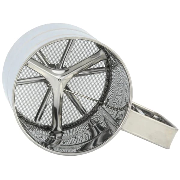 Close-up view of the stainless steel double-layer mesh and crank mechanism