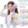 Young girl smiling while wearing pastel pink and blue bunny ear warmer headband